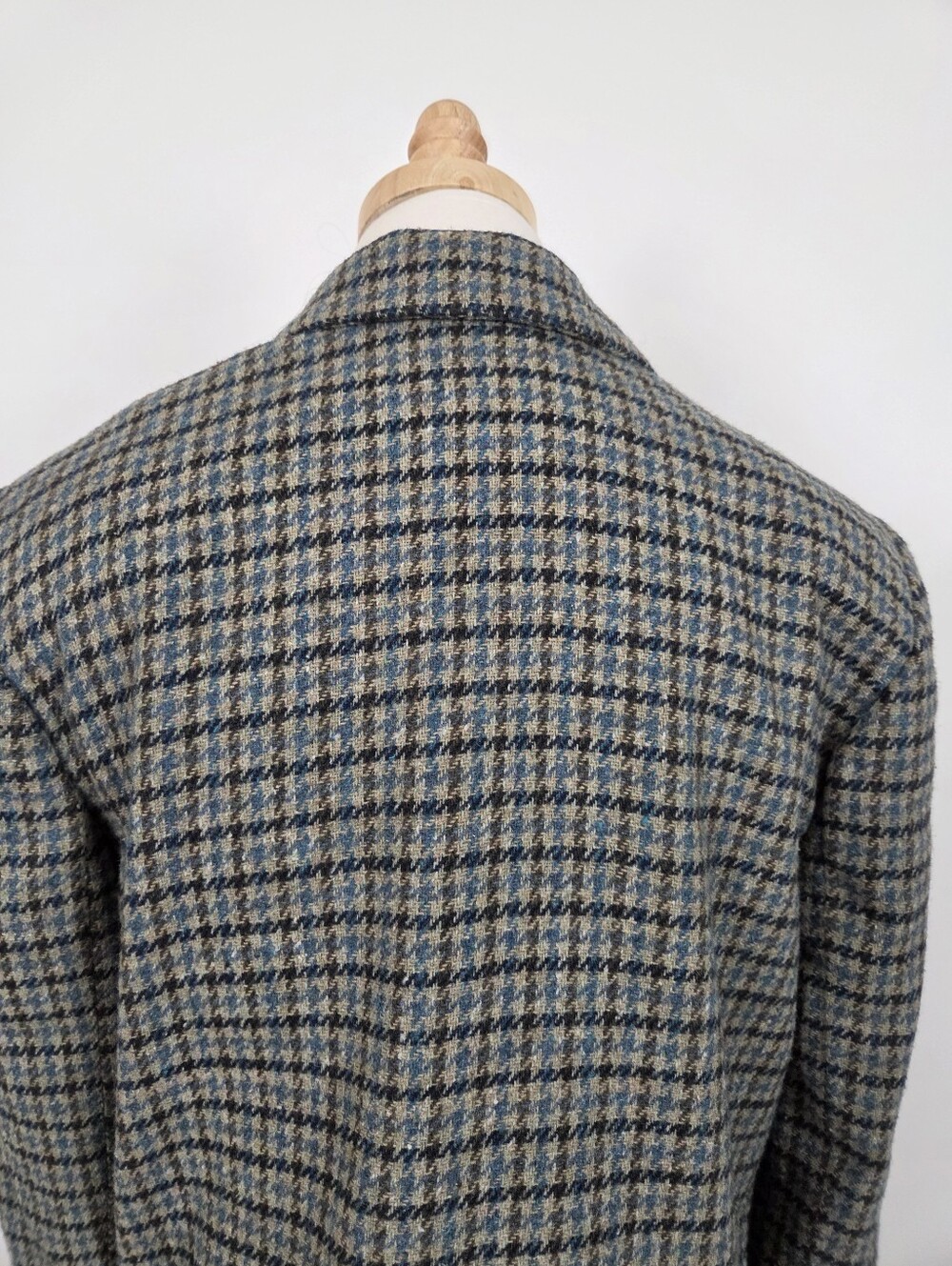Romanian Houndstooth Oversized Blazer Blue Brown Boxy (c1) - Picture 6 of 12
